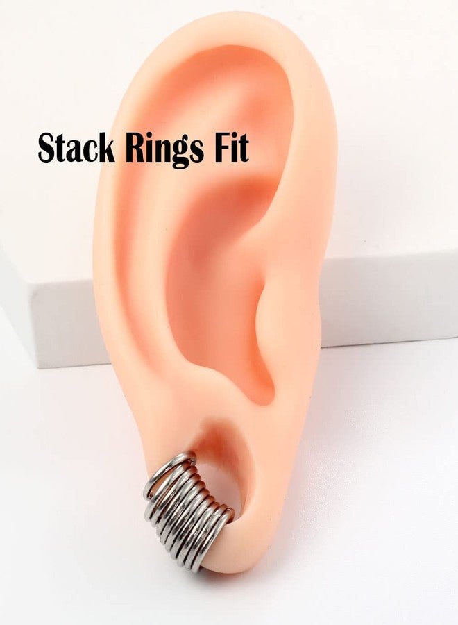 Earblity 10 PCS 16g*0g Silver Ear Gauges Ear Rings Stacks Ear Plugs Tunnels Hypoallergenic 316L Stainless Steel Nose Nipple Lip Body Piercing Jewelry - Image 4